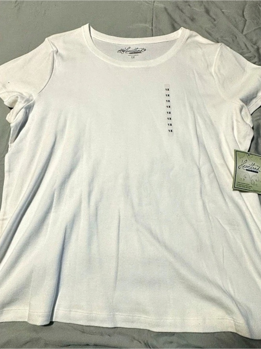Heartland 1X White Short Sleeve Crew Neck Top NWT